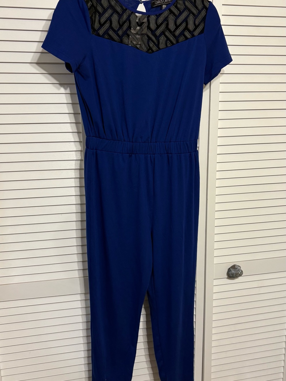ASOS Royal Blue Jumpsuit with Black Lace Yoke